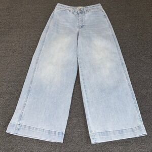 OAT New York Light Wash Cropped Wide Leg High Rise Jeans Womens Size 0/25 Casual